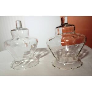 Set of two vintage tea light inserts, glass ruffled